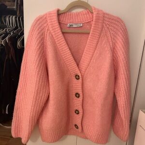 Zara Pink Cardigan Sweater